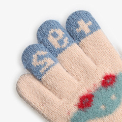 Winter New Children's Knitted Warm Gloves Cute Car Embroidery Full Finger for Primary School Students to Keep Warm