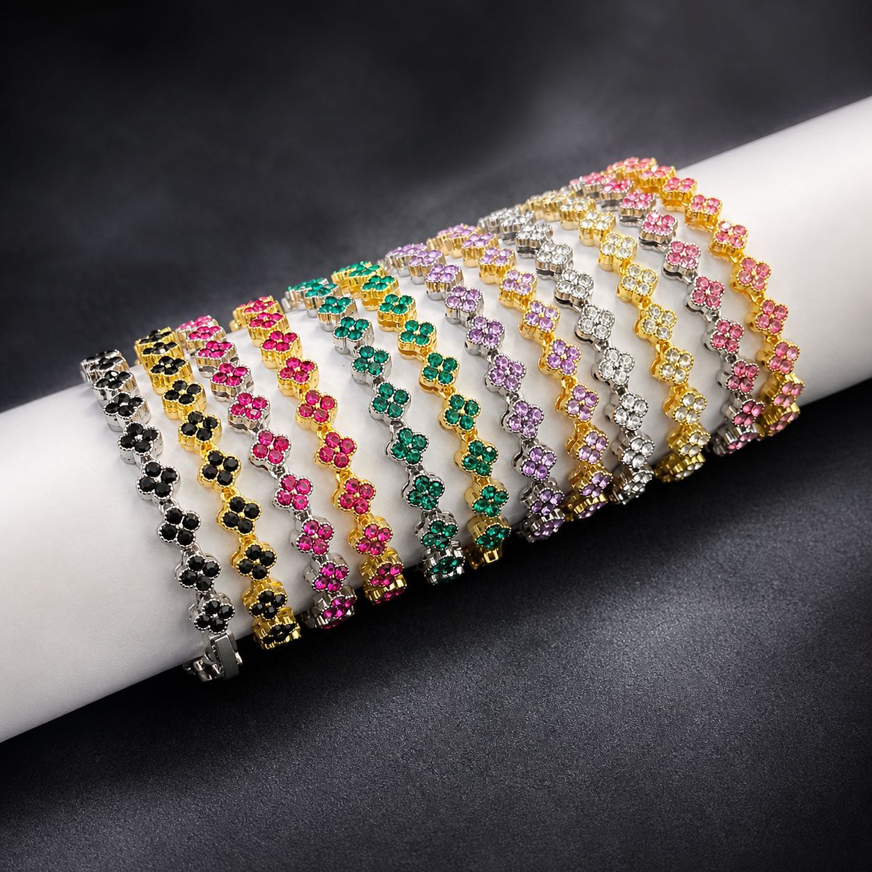 Cross-Border Hot-Selling Jewelry, Light Luxury and High-End Accessories, Four-Leaf Clover Zircon Full Diamond Bracelet, European and American New Style Versatile Jewelry