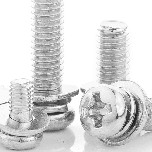 Nickel-plated spherical round head three-combination screw cross-recessed small pan head flat spring washer three-combination screw M3/M4/M5