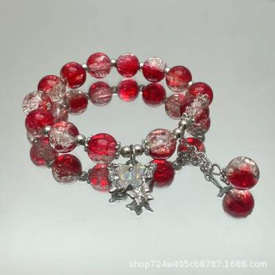 S012 - jade butterfly bracelet - crimson red #sz984