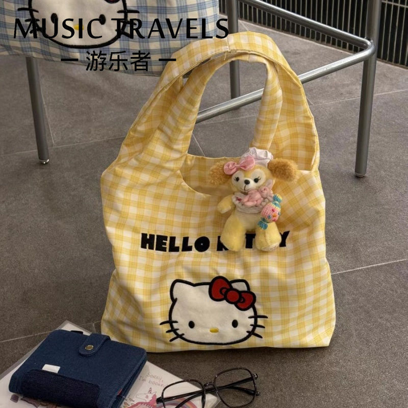 可爱风kitty夏季百搭通勤大容量帆布包手提袋单肩斜挎包新款挎包|undefined