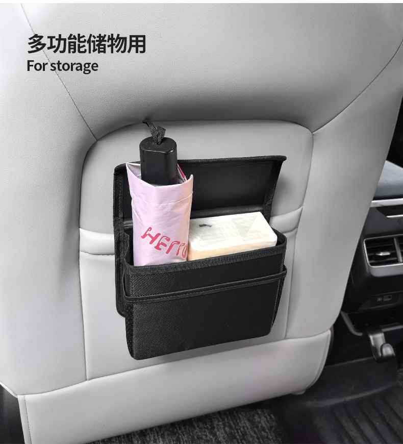 Car Trash Can Car Storage Box Foldableing Covered Hanging Seat Back Storage Bag Storage Box Interior Supplies