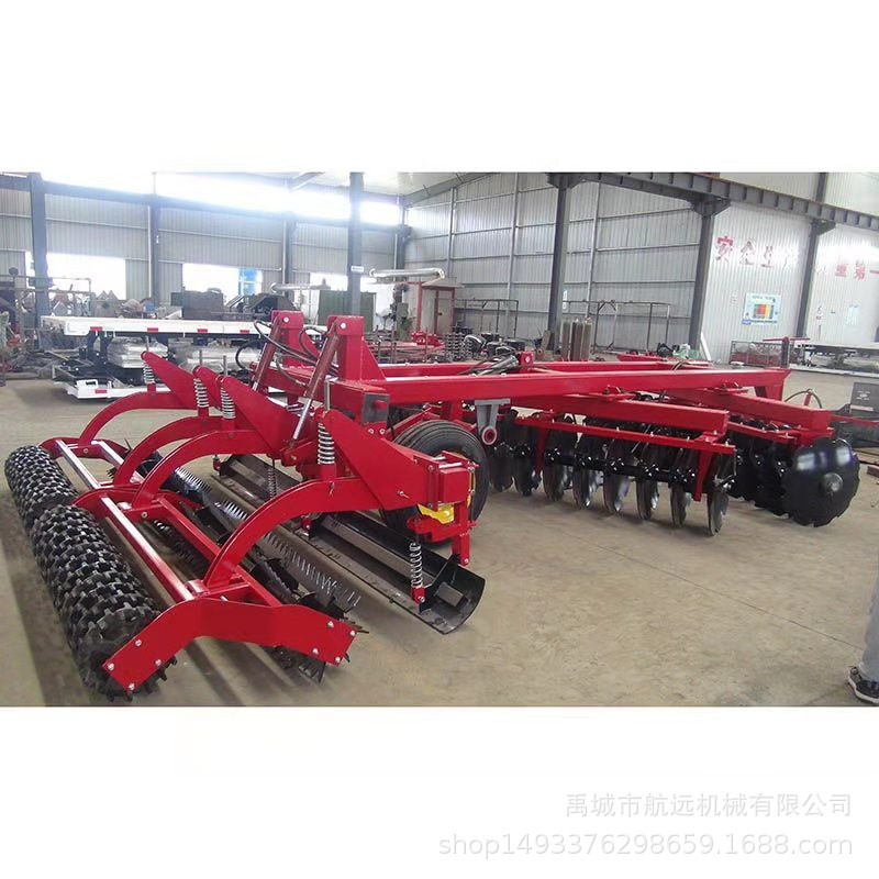 加强型液压圆盘重粑带碎土镇压轮 5.3米宽的液压折叠整地圆盘耙