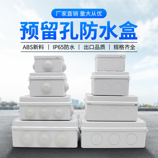 Junction Box Abs Knock-Down Reserved Hole with Plug Plastic Box Rainproof Electrical Instrument Housing Indoor and Outdoor