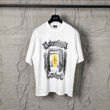 Paris B Brand Authentic Version 2026 New Model Front and Back Artistic Direct Print Distressed Loose Casual Short-Sleeve T-Shirt Paris B Brand Authentic Version 2026 New Model Front and Back Artistic Direct Print Distressed Loose Casual Short-Sleeve T-Shirt