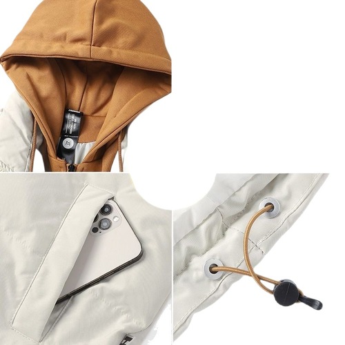 Men's winter cotton jacket, faux double-breasted cotton robe, street-style fashion, niche trendy brand, thick warm cotton coat