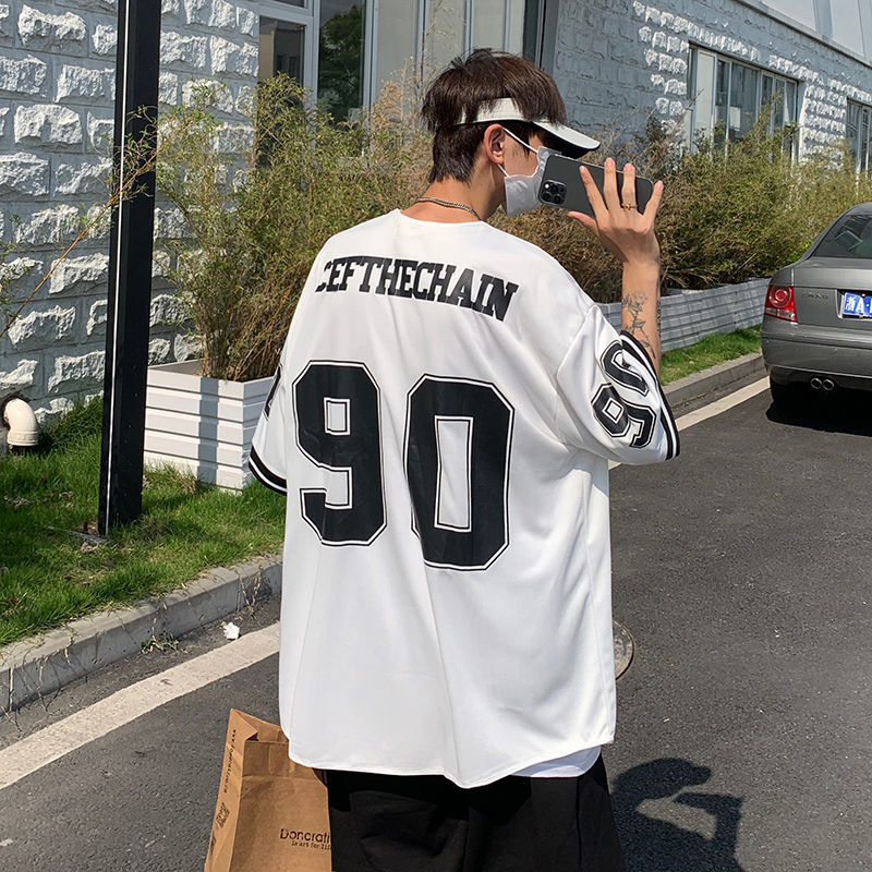 2023. aasta suvine õhuke moekas brändi lühikeste varrukatega särk Meeste pipraga, kena mitmekülgne hiphopi kardiganist pesapallisärk_voghion.com