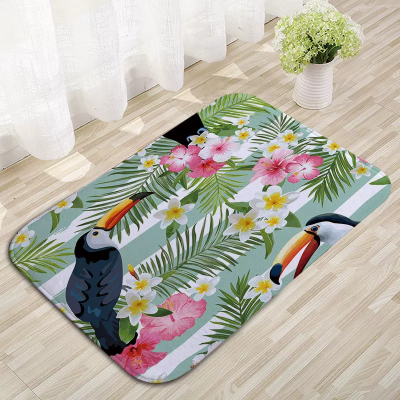北欧风火烈鸟地垫卧室地毯厨房浴室防滑垫长方形门垫吸水脚垫批发
