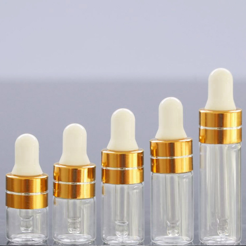 1ml una pieza 3528; botella transparente con anillo de oro tangente; vidrio