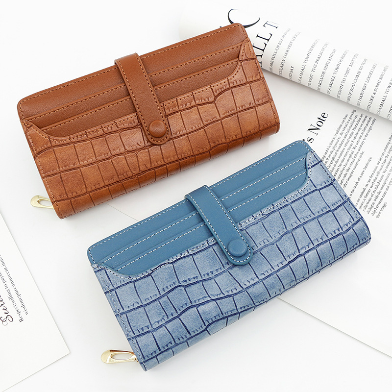 Japanese and Korean Style Distinctive Women's Long Wallet Zipper Buckle Solid Color Wallet Stone Pattern Card Bag Clutch Coin Purse Japanese and Korean Style Distinctive Women's Long Wallet Zipper Buckle Solid Color Wallet Stone Pattern Card Bag Clutch Coin Purse