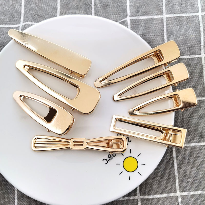 K-Style Ins Golden Cut Out Duckbill Clip Handmade DIY Girl Simple Water Drop Edge Clip Bangs Clip Hair Accessories Wholesale