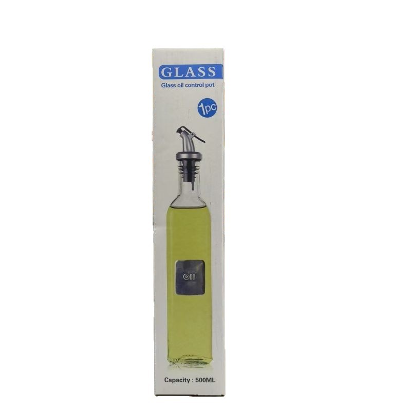 Botella de aceite de vidrio con apertura y cierre automático de Amazon para uso en la cocina, botella cuadrada para salsa de soja y vinagre, botella transparente para aceite de oliva al por mayor.