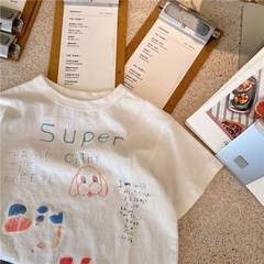 100% Cotton Children's Summer New Fashion Cartoon Plain Color Short Sleeve T-shirt for Boys and Girls