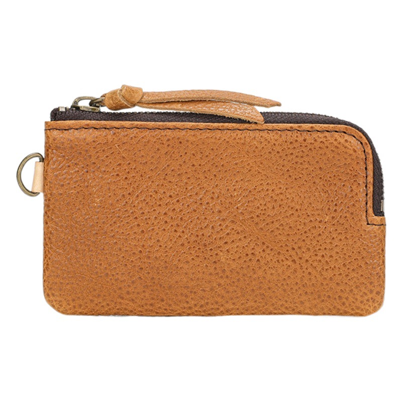 Men's Short Genuine Leather Zipper Wallet, Vegetable-Tanned First-Layer Cowhide Coin Purse, Multi-Functional Key Bag, Women's Key Bag