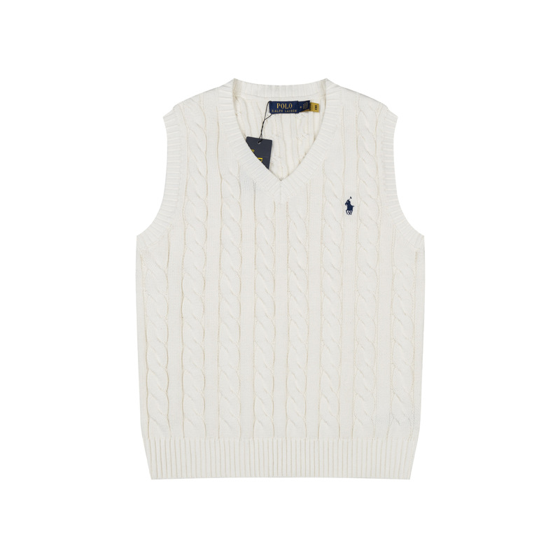 Can Be Scanned for Code~Rl Ralph Lauren Knitwear Vest Polo V-Neck Vest Cable Knit Sweater Women's Top Layering Piece