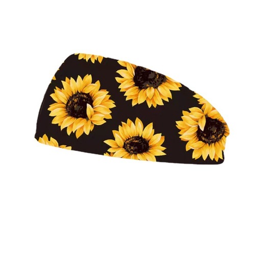 European and American hijab women's new printed chrysanthemum pattern stretch polyester cloth sports sweat-absorbent wide headband