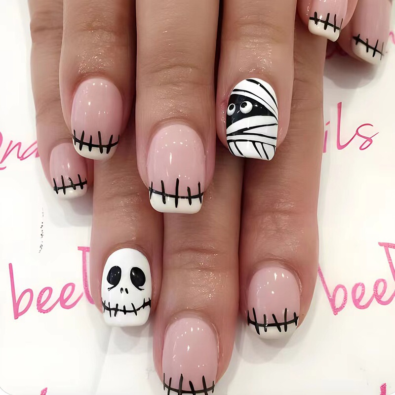 Halloween nail stickers wear nail Christmas hot selling cute funny European and American Foreign Trade advanced nail polish removable