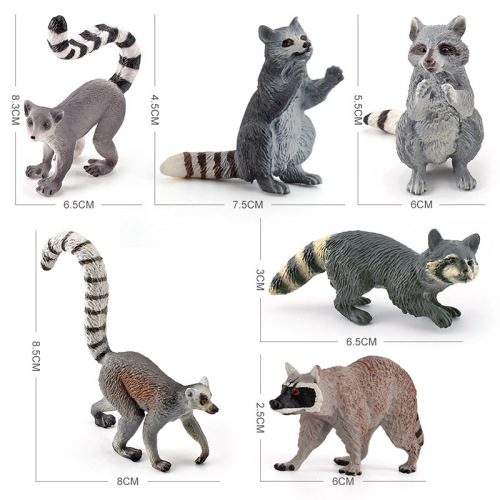 Cross-border children's simulated static forest animal raccoon model mini solid ring-tailed lemur desktop ornament toy