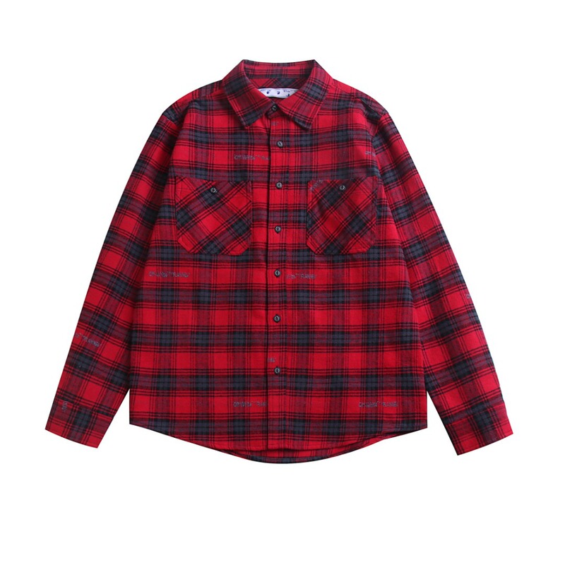 2021 autumn and winter New High version OFF hand-painted graffiti micro-profile woven check shirt a batch