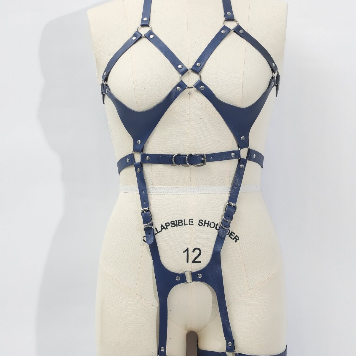 Estilo punk europeo y americano Harajuku pareja atar collar anillo de pierna cinturón correa de una pieza joyería moda femenina cinturón cadena de cintura