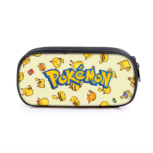 Cross-border new Pikachu student pen bag polyester large capacity children's stationery pencil case Pokemon single layer pencil case