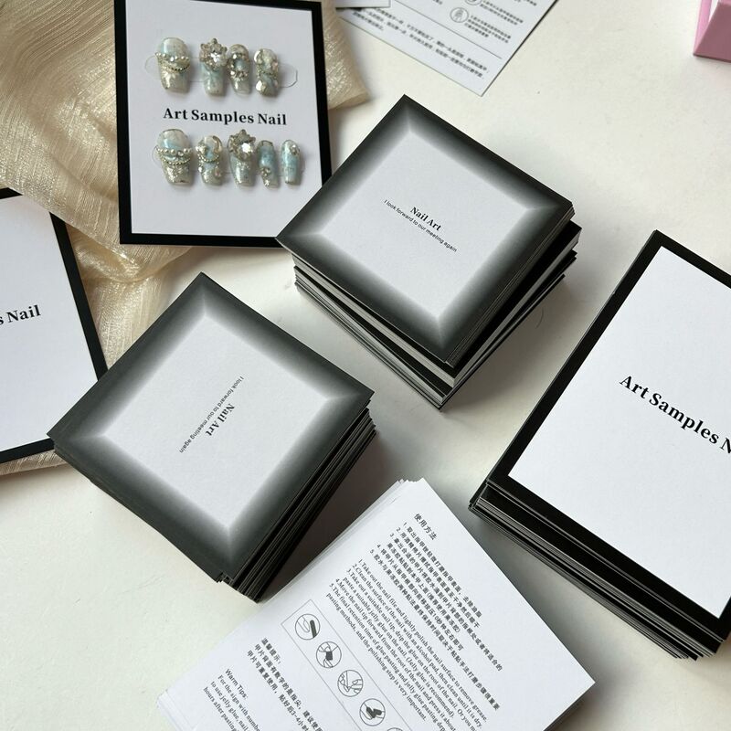 in stock Ins Simple Black and White Wear Armor Display Card Advanced Nail Art Background Card Packaging Instructions Printing