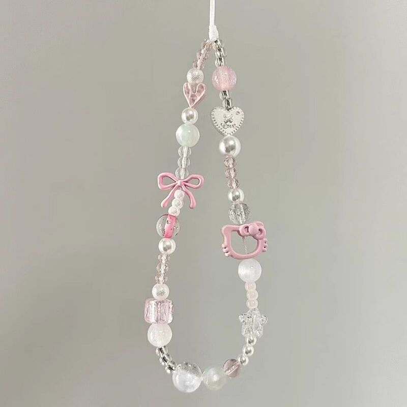 Kitty Cat Bow Mobile Phone Chain Short Mobile Phone Lanyard Women's Cute Ccd Camera Hanging Chain New Photo Pendant