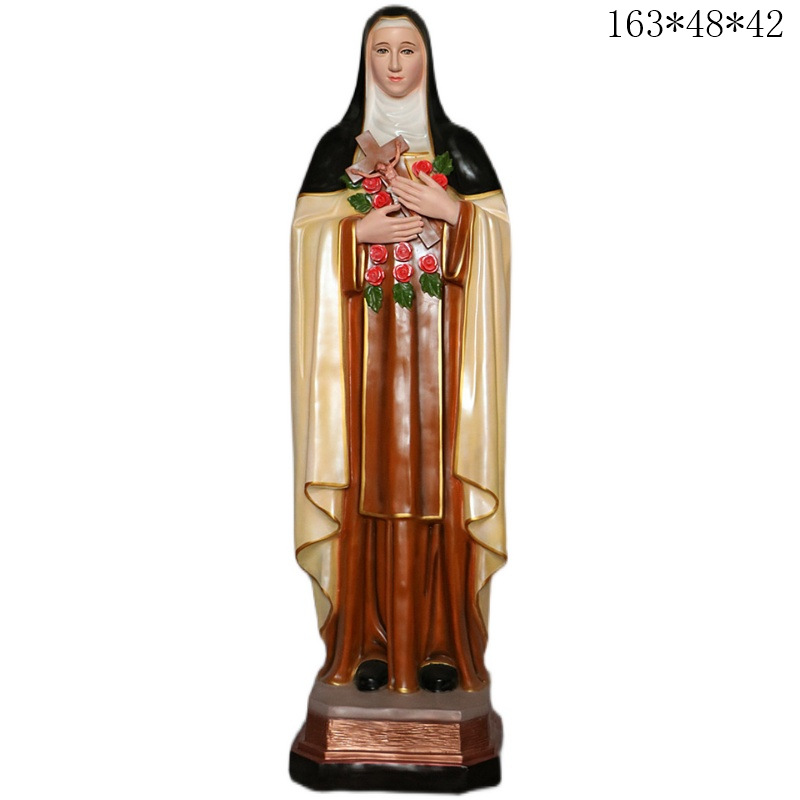 160cm Santa Teresa pequeña decoración de la figura de vidrio de fibra de vidrio decoración de la iglesia doméstica