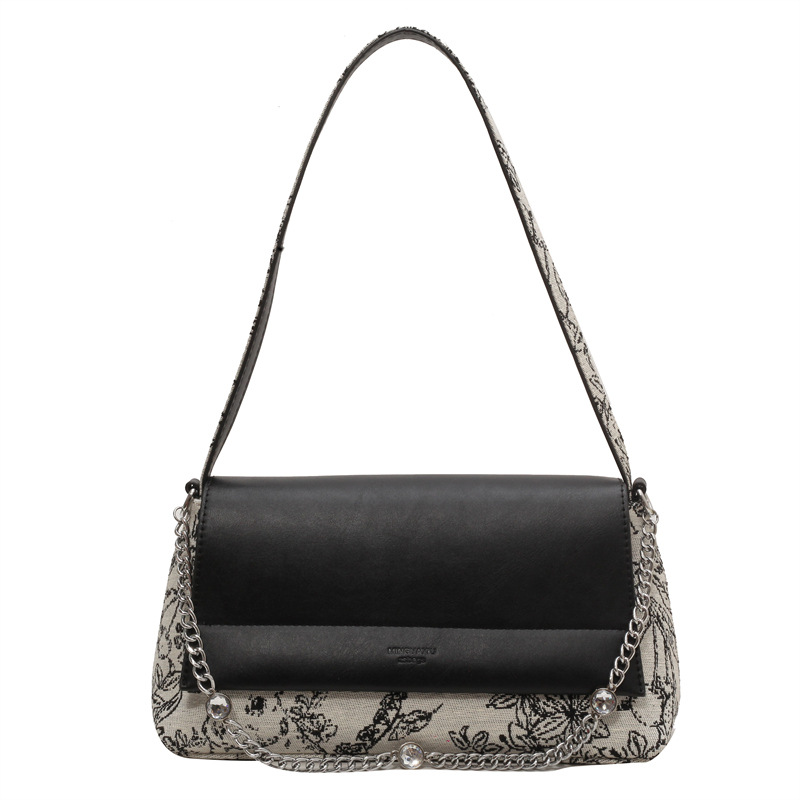 Diseño coreano de nicho simple bolso de hombro de color contraste para mujeres verano 2026 nuevo estilo diario bordado bolso de viaje al trabajo