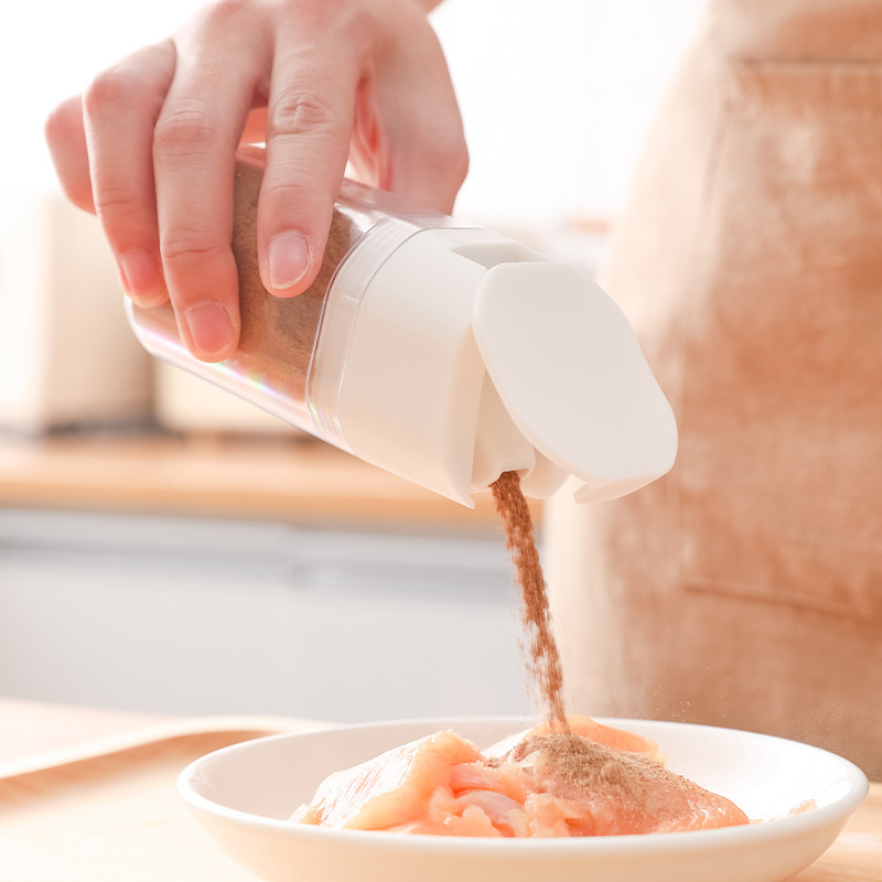 Cocina automática apósito abierto puede controlar la medición botella hogar condimento Caja Sellada frasco de sal húmeda MSG sal condimento botella