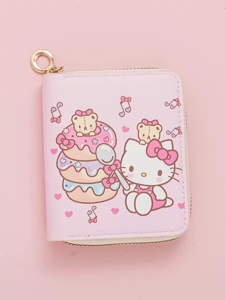 Cross-border PU leather zipper card holder, large-capacity cartoon kitten ID storage bag, cute coin and card holder for girls, wholesale