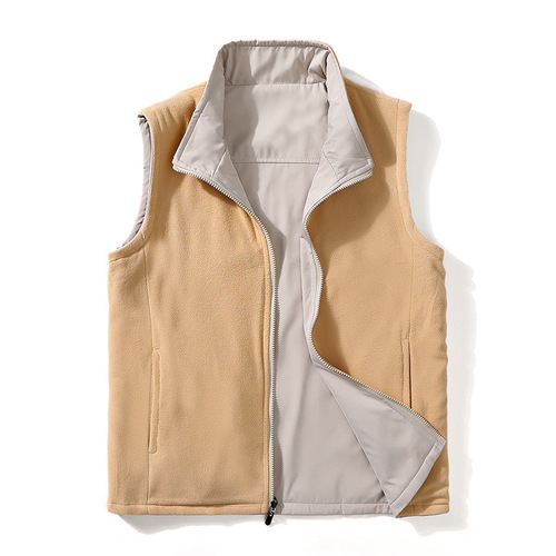 Cross-border wholesale double-sided men's spring and autumn middle-aged and young casual waistcoat vest jacket 
