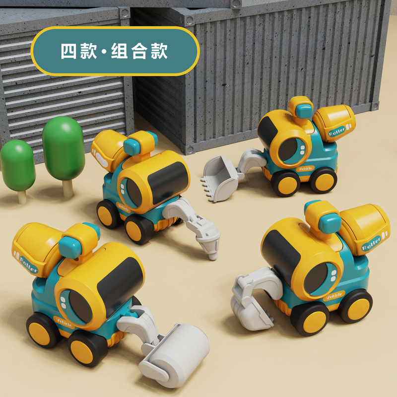 卸売ドロップシッピング楽しい漫画エンジニアリング車両掘削車落下耐性男の子と女の子子供シミュレーションおもちゃ慣性プレス車|undefined