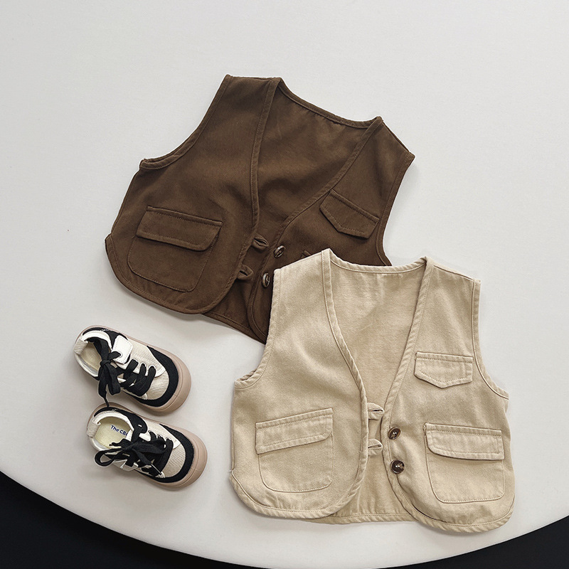 Niños y niñas estilo coreano chaleco japonés chaleco para niños 2024 primavera y otoño nuevos niños de algodón todo-fósforo chaleco moda