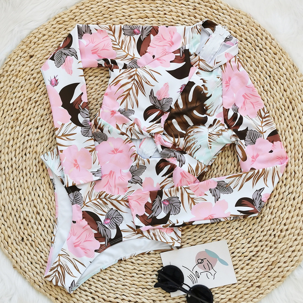 263g Weight Long Sleeve Sleeve Length Pullovers Placket Type Polyester Fabric Type Regular Top Length One-pieces Tops Type 1 Piece Quantity Swimming Occasion Round Neck Neckline Comfort Function Regular Fit Fit Type Flower Pattern Women's Gender Sweet Style Women's Sweet Flower 1 Piece One Piece Swimwear 10