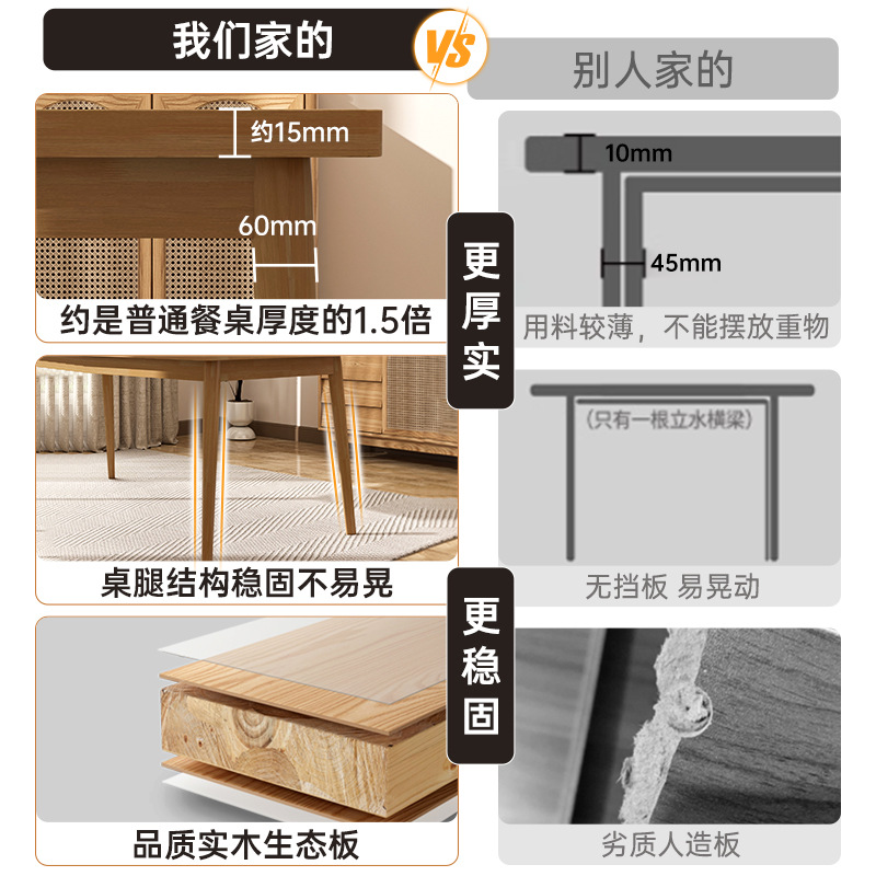 Mesa de comedor de piernas de madera maciza 2025, nueva mesa de comedor de sala de estar, mesa de comedor de alquiler, mesa de comedor y silla.