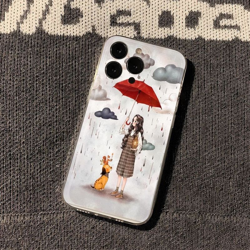 Custodia protettiva per iPhone 16 15 14 13 12 11 Pro Promax Plus Umbrella Girl Apple 16 Retro 14 All Inclusive 13 Anti-Drop 12_voghion.com