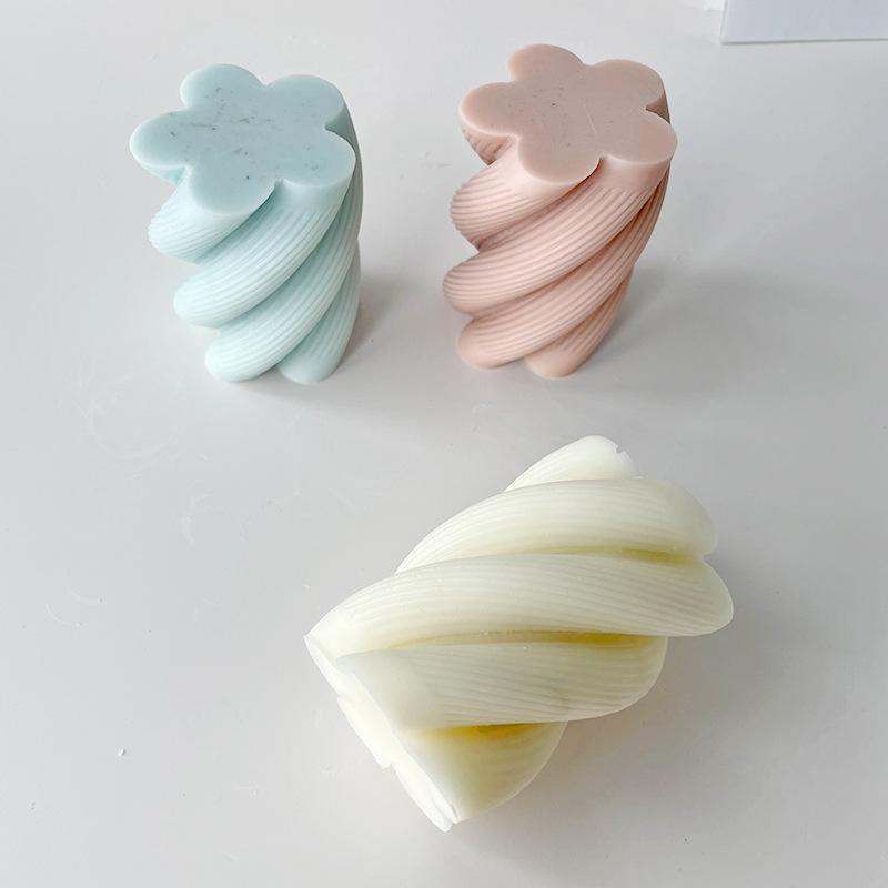 Jiahuimei columna espiral aromaterapia vela molde de silicona DIY jabón hecho a mano fragante piedra yeso decoración molde de silicona