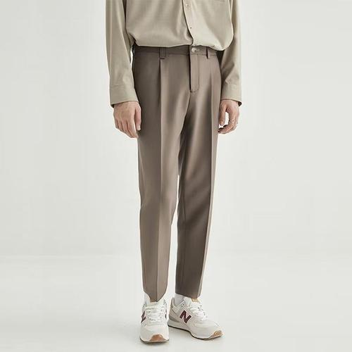 Summer and Autumn Men's 9-inch Straight Leg Loose Pants with Design Sense, Lightweight Business Casual Flowy Leisure Pants