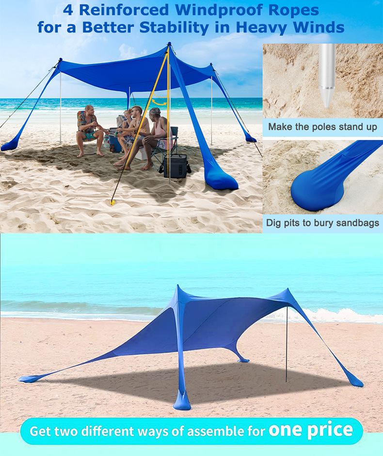 Cross-border Lycra sunshade tent, portable seaside beach vacation tent, outdoor camping sun protection canopy