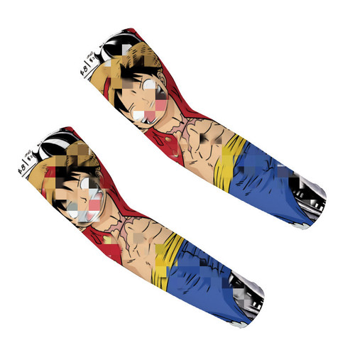 Sun-Protective Arm Sleeves for Men, Featuring Luffy from One Piece & Naruto Anime—Perfect for Sports, UV Protection, and Arm Coverage