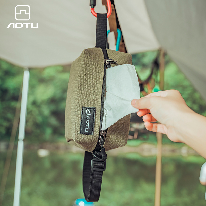 Outdoor camping tissue storage box canvas living room household storage bag dining table car coffee table tissue box tissue cover