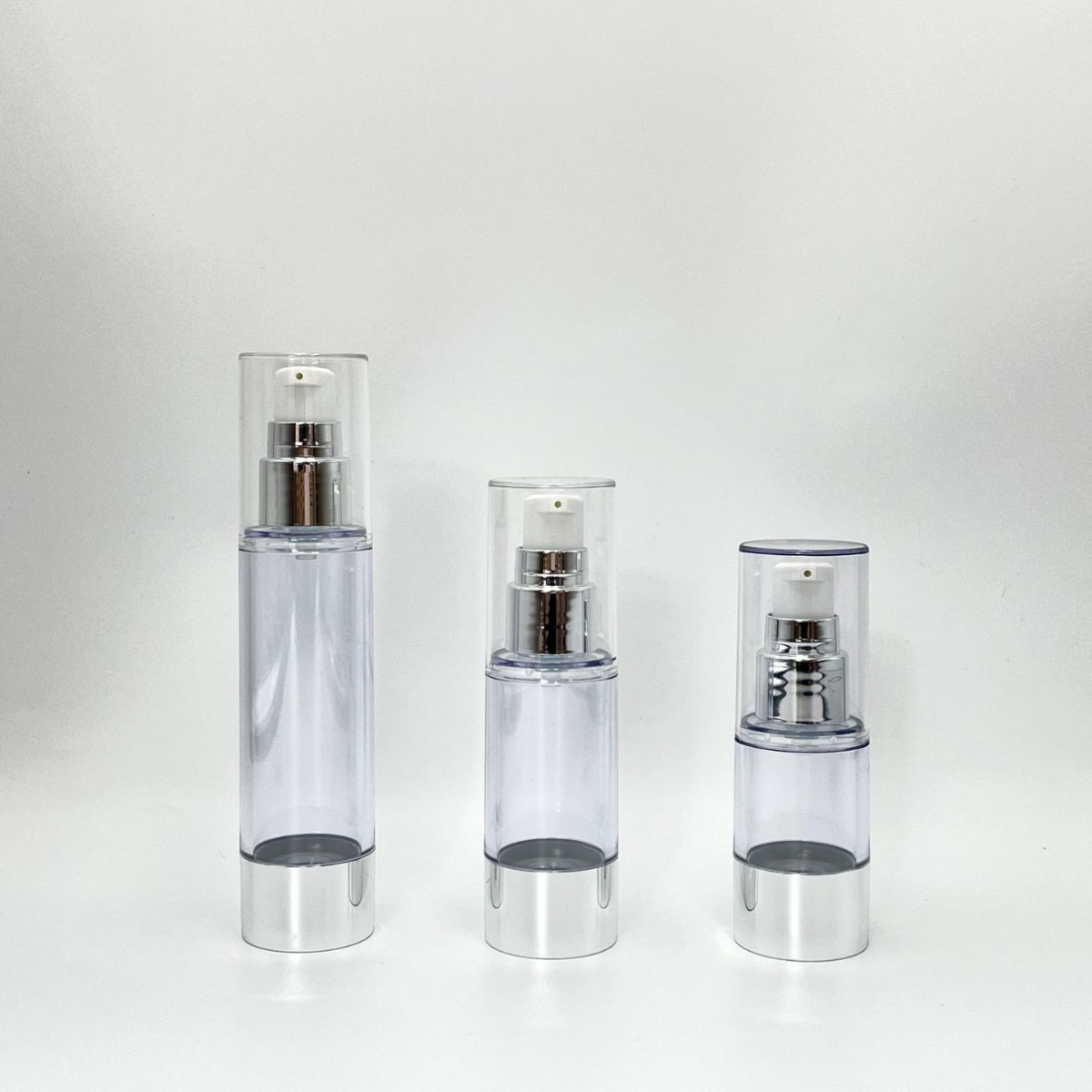 50ml30ml20ml多容量圆弧形眼霜面霜乳液精华透明按压分装瓶银色电