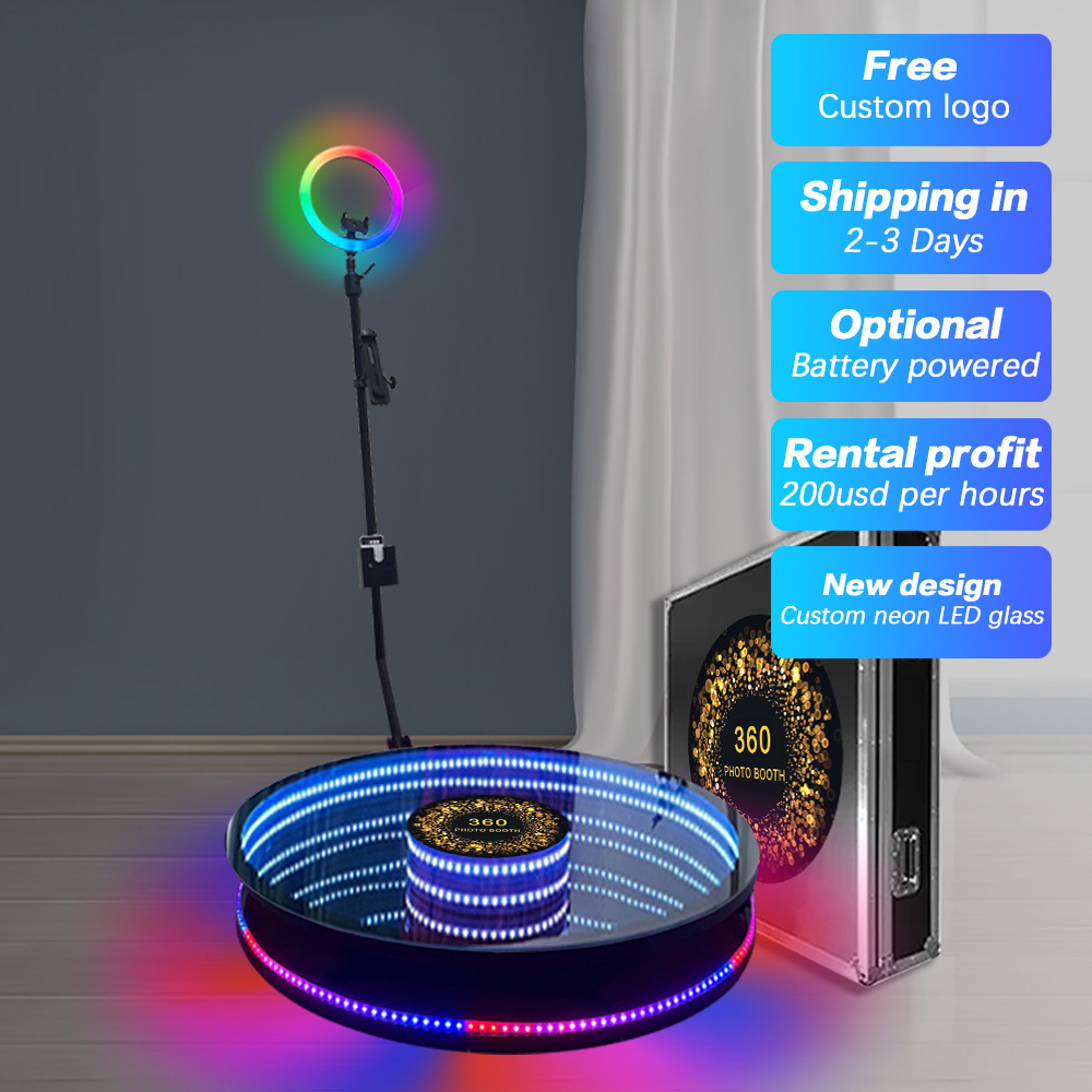 360 photo booth深渊玻璃LED360自拍转盘灯光可变360度环拍装置