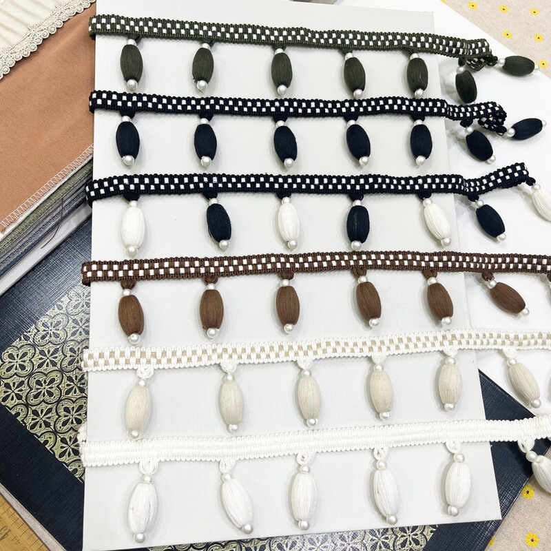 New Leaf Lace Pearl Pendant Fabric Curtain Tassel High-End Light Luxury Side Decoration Factory Direct Sale