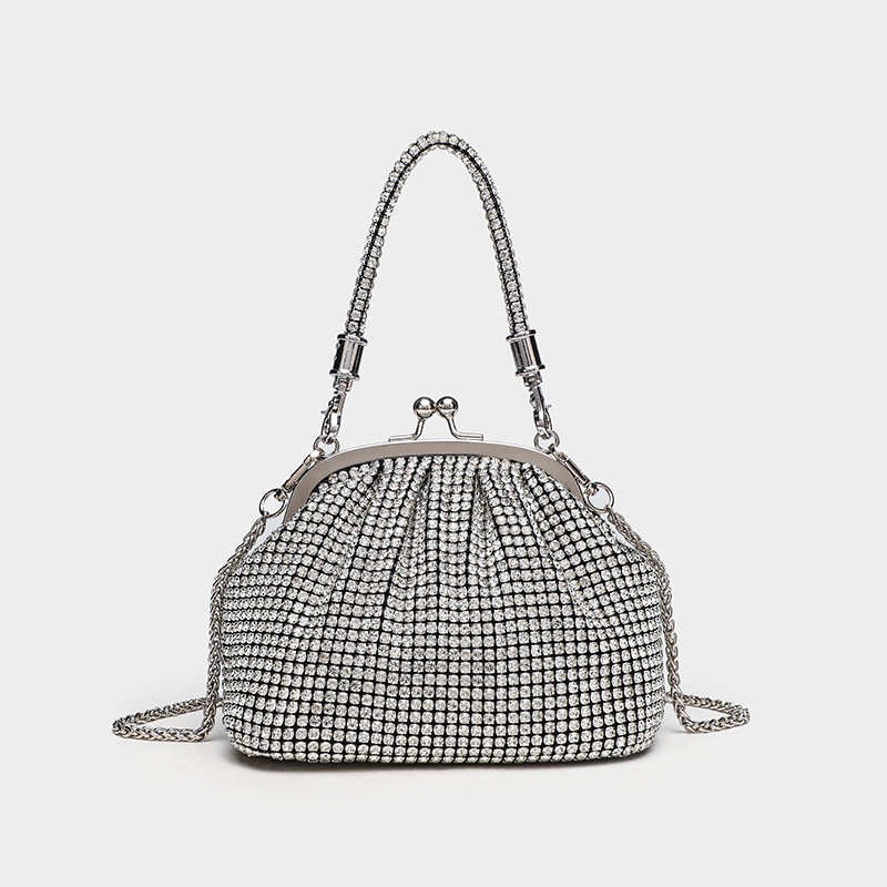 Cross-Border New Product Diamond-Encrusted Evening Bag for Women, Shiny Rhinestone Handbag, Shell Bag Full of Diamonds, Chain Shoulder Crossbody Bag Cross-Border New Product Diamond-Encrusted Evening Bag for Women, Shiny Rhinestone Handbag, Shell Bag Full of Diamonds, Chain Shoulder Crossbody Bag