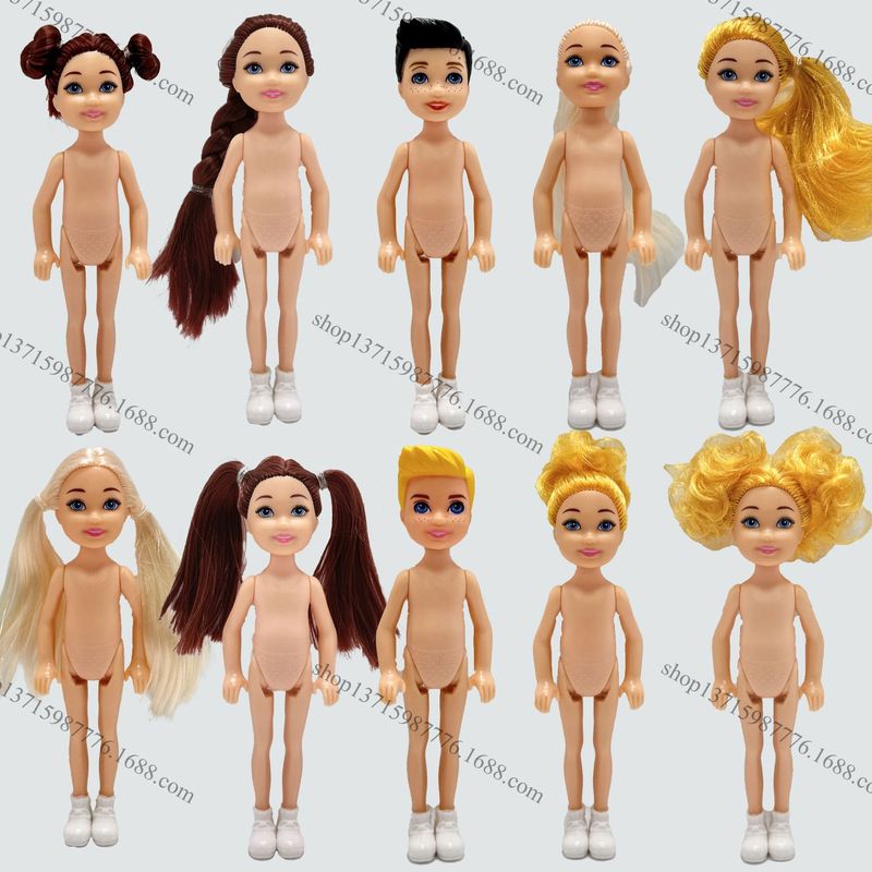 Foreign Trade 14.0cm Little Kelly Body Shoes Doll Body Male and Female Doll Ornaments Black Girl Variety