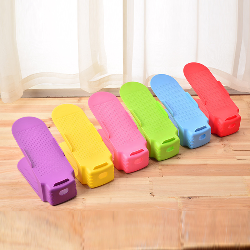 Simple multi-funcional creativo integrado de doble capa no ajustable organizador zapato rack de almacenamiento de plástico bricolaje zapato gabinete