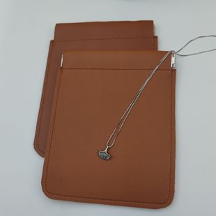 New Wholesale High-End Brown Leather Shrapnel Bag Necklace Earrings Jewelry Packaging Bag Lipstick Cosmetics Storage Bag