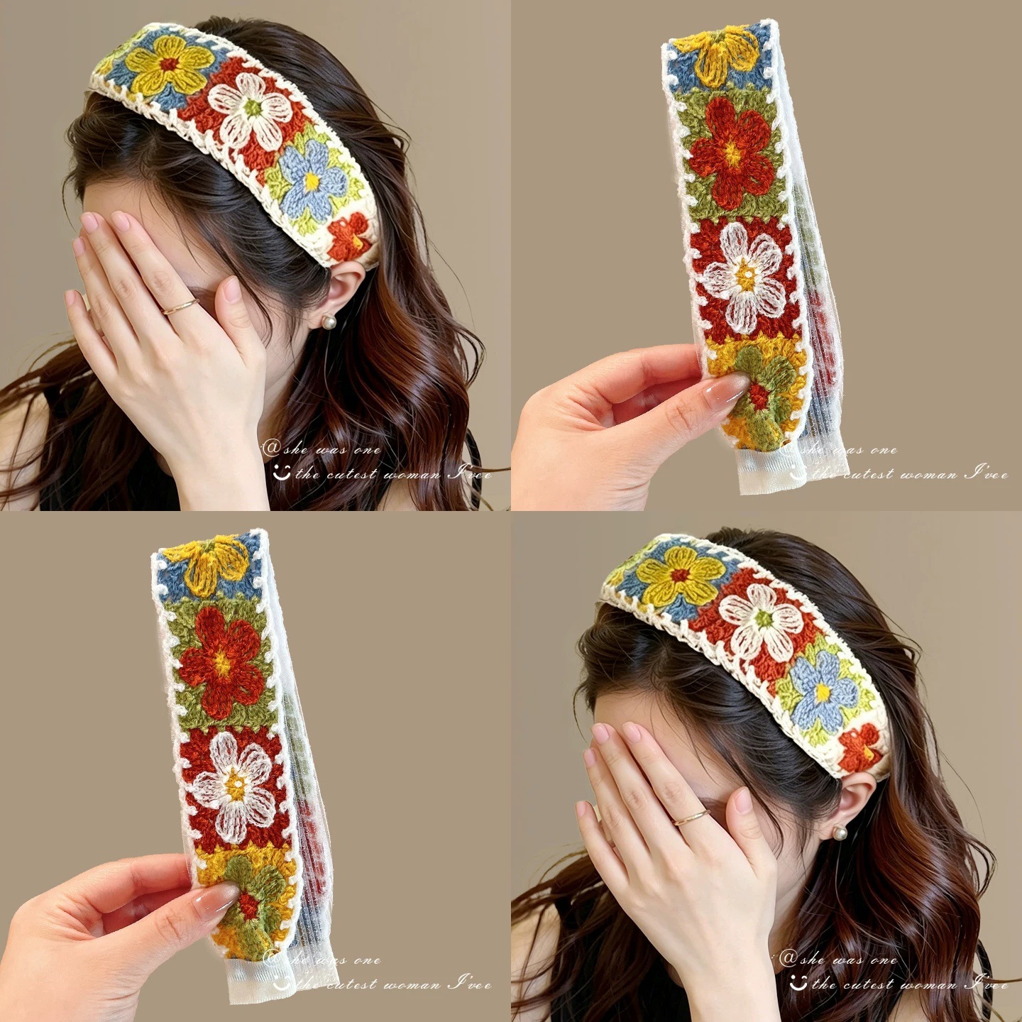 Magic hair tape for fixing stray hairs, bangs, and facial hair; knitted wool headband for washing face, women's hairband